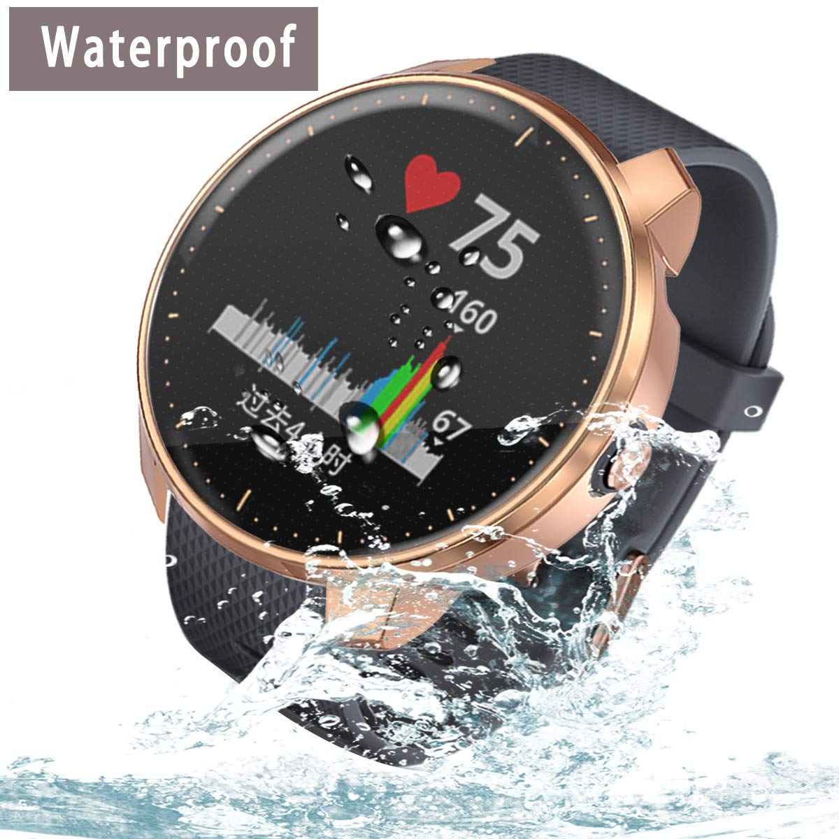 TPU Plated Scratch-Proof Full Cover Watch Case For Garmin Vivo Active3 Music-Rose Gold