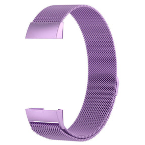 For Fitbit Charge 3 Wristband Milanese Replacement Stainless Steel Watch Band-Light Purple