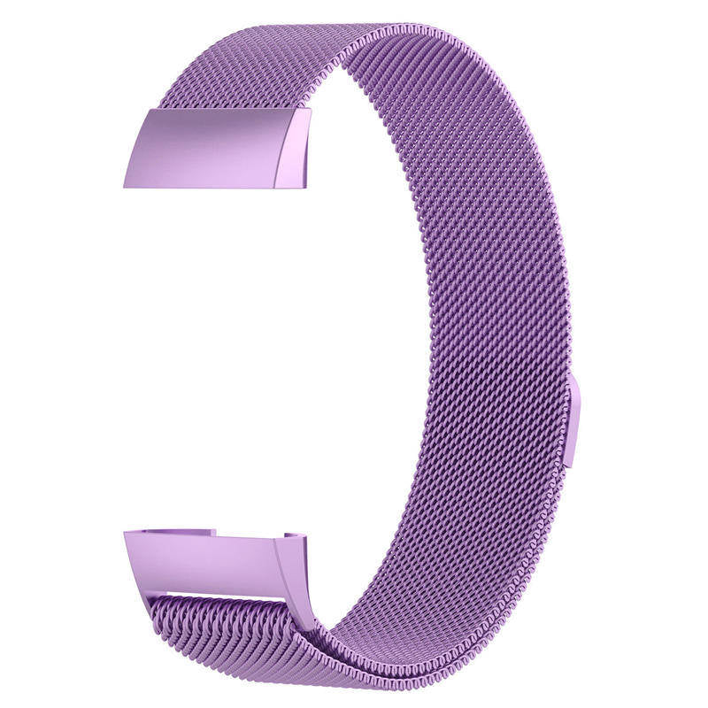 For Fitbit Charge 3 Wristband Milanese Replacement Stainless Steel Watch Band-Light Purple