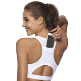 Sports Bra with Back Pocket Medium Support Breathable Underwear-White