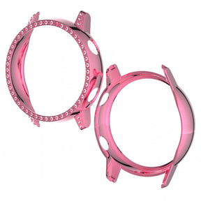 PC Bling Crystal Rhinestone Watch Case Protector For Samsung Galaxy Watch Active 40mm-Pink