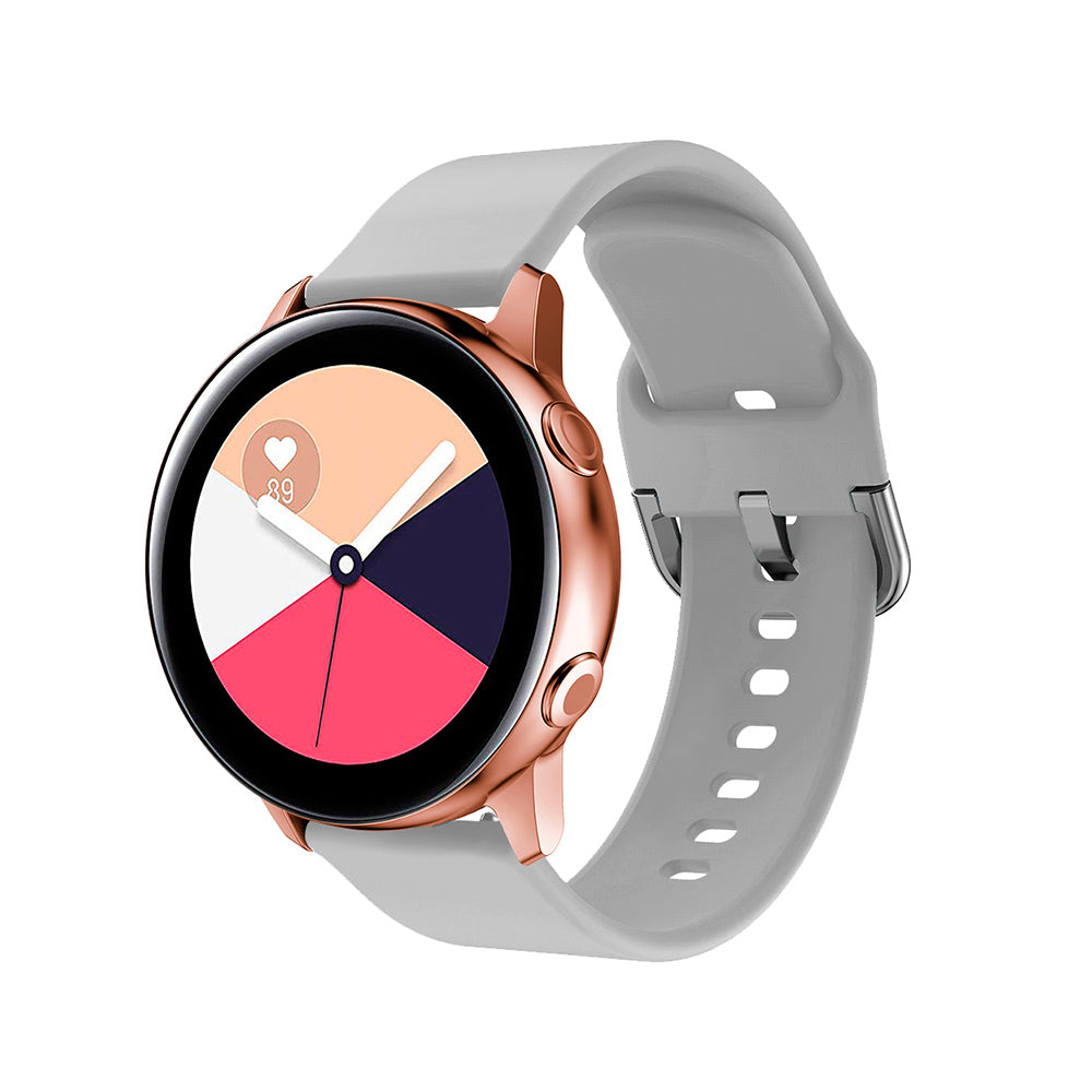 Color Silicone Silver Stainless Steel Buckle Watch Band For Samsung Gear S2 Classic Samsung Galaxy Watch 42mm(Gray)