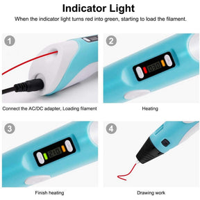 3D Drawing Printing Pen with LCD Screen PLA Filament for Kids-Red