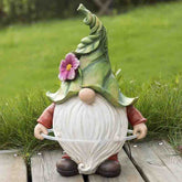 Garden Resin Gnome Figurine Playing Hoop with Solar LED Lights for Lawn Patio Garden Ornament Gift