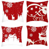 4Pcs 18x18 inch Christmas Throw Pillow Covers Square Cushion Cover for Sofa Decorative-D