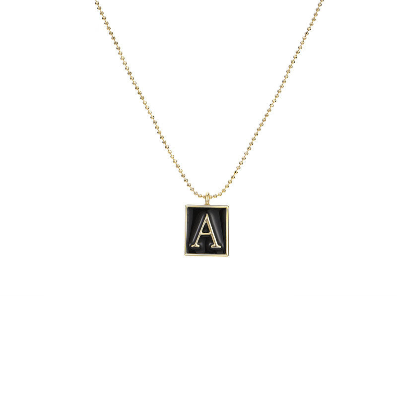 English Letters Oil Drop Pendant Necklace As Gift For Men Women-A