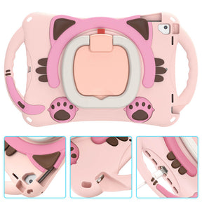 CatB Silicone Case For iPad Pro 9.7 inch Air1/2 Shockproof Shoulder Strap Handle Stand-Pink