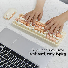 Wireless Keyboard and Mouse Set Combo 2.4G for Laptop Desktop-IDou-Milk Tea