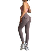 Womens Yoga Pants High Waist Leggings with Pockets for Workout-Grey2