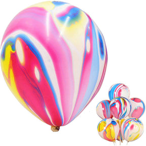 40 Pcs 12 Inches Tie Dye Balloons Rainbow Agate Marble Latex Balloons Swirl Balloons Helium Balloons Tie Dye Birthday Decorations