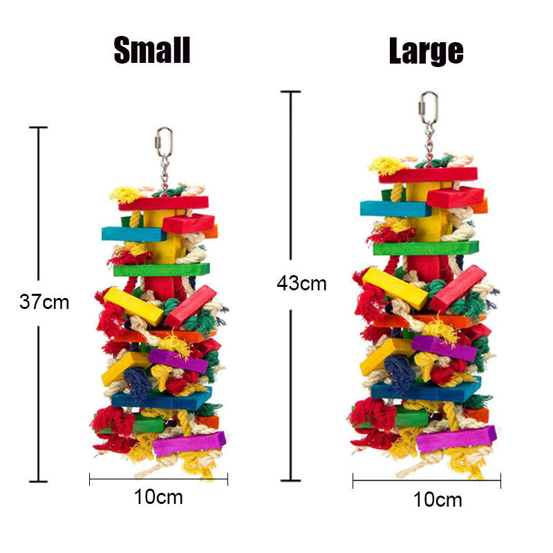 Oversized Bird Colorful Wood Block Tear Toy for Parrot African Grey Macaw