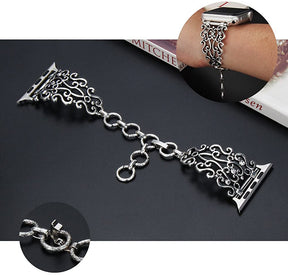 Retro Hollow Metal Watch Band For Apple Watch SE/6/5/4/3/2/1(Silver1)