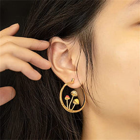 Cute Mushroom Earrings Chunky Gold Hoop Jewellery