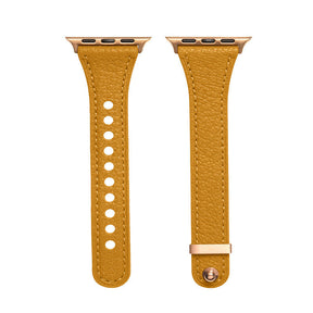 Elegant Slim Band Quick Release Sheepskin Leather for Apple Watch-Yellow