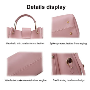 3Pcs Women Fashion Handbags Wallet Tote Bag Shoulder Bag Set-Pink