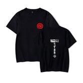 Mens Tops Japanese Anime Naruto Same Style Trend Short Sleeved T-shirt-I Black