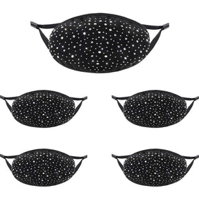 5Pcs Sparkly Glitter Bling Rhinestone Face Mask for Women-Diamond