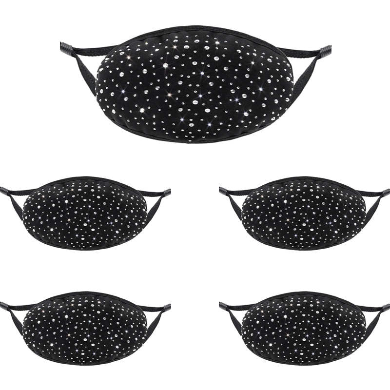 5Pcs Sparkly Glitter Bling Rhinestone Face Mask for Women-Diamond