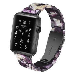 Fashion Resin iWatch Band with Stainless Steel Buckle for iWatch Series SE/6/5/4/3/2/1-FlashPurple