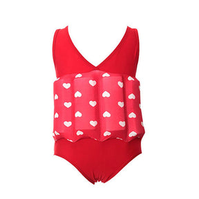 Kids Removable Floatation Swimsuit Baby Float Suit Swim Vest One Piece Swimwear-Red Heart