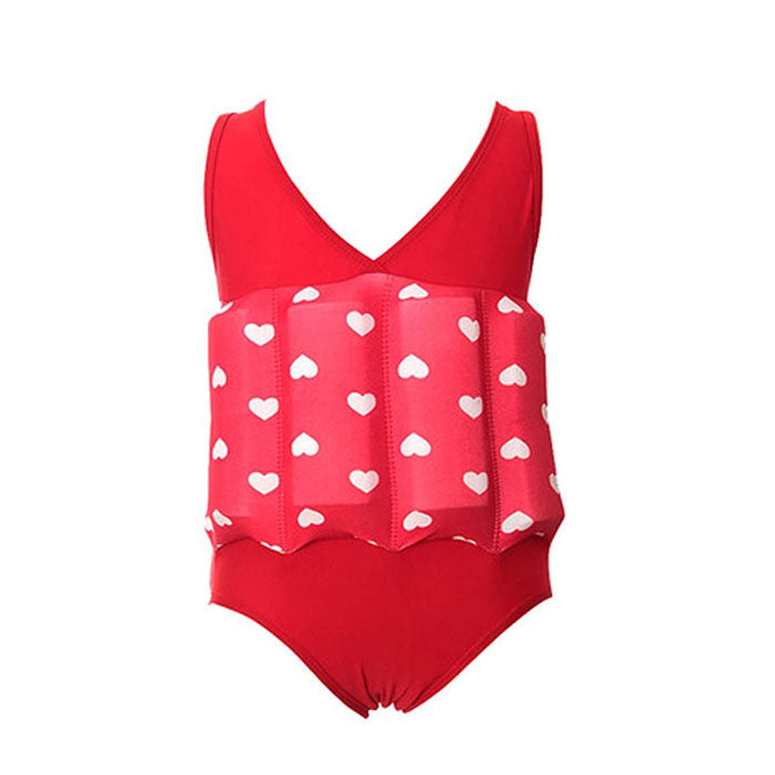 Kids Removable Floatation Swimsuit Baby Float Suit Swim Vest One Piece Swimwear-Red Heart