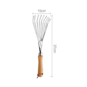 37cm Garden Bow Rake with 5 Steel Tines Hand Tiller Garden Tool for Weeding and Loosens Soil