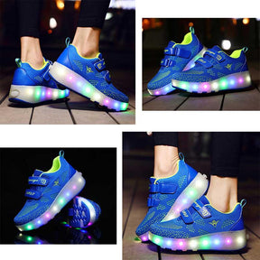 Kids LED Roller Shoes with Double Wheel for Childrens Birthday Gift-159 Royal Blue