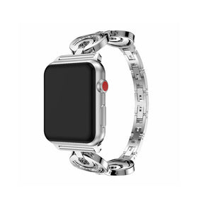 Stylish Hollow Diamond Breathable Metal Watch Band For Apple Watch SE/6/5/4/3/2/1(Silver)