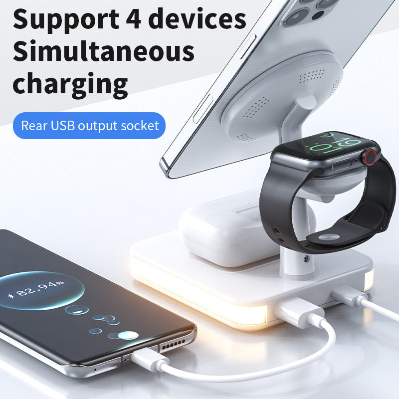 3-in-1 Magnetic Wireless Charger Stand for iPhone 12 iWatch AirPods-Black