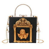 Womens Love Angel Embossed Clutch Evening Bag Bowknot Snaps Crossbody Purse-Black