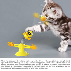 Cats Springs Toys Teaser Stick Balls Suction Cup Interactive Pet Supplies-Yellow