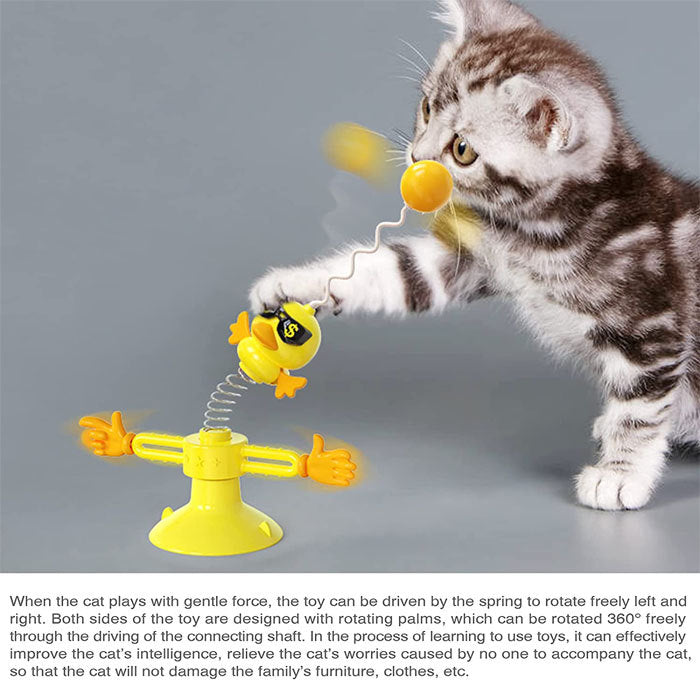 Cats Springs Toys Teaser Stick Balls Suction Cup Interactive Pet Supplies-Yellow