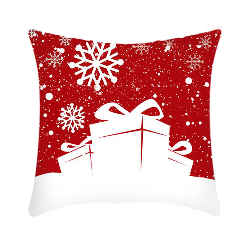 4Pcs 18x18 inch Christmas Throw Pillow Covers Square Cushion Cover for Sofa Decorative-D