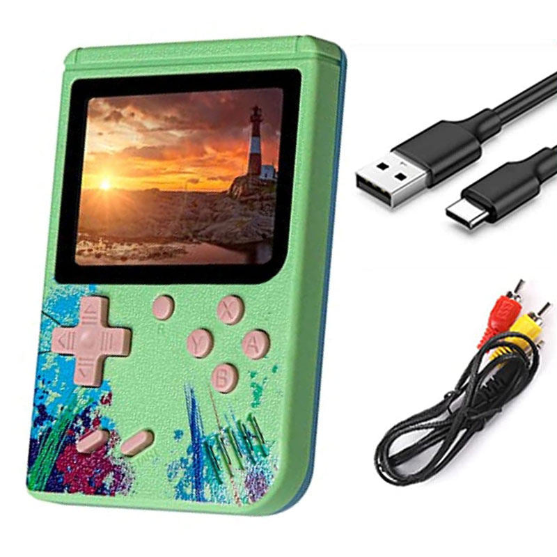 3.0inch Screen Retro Handheld Game Console 500 Classic FC Games Support to TV Output-Green