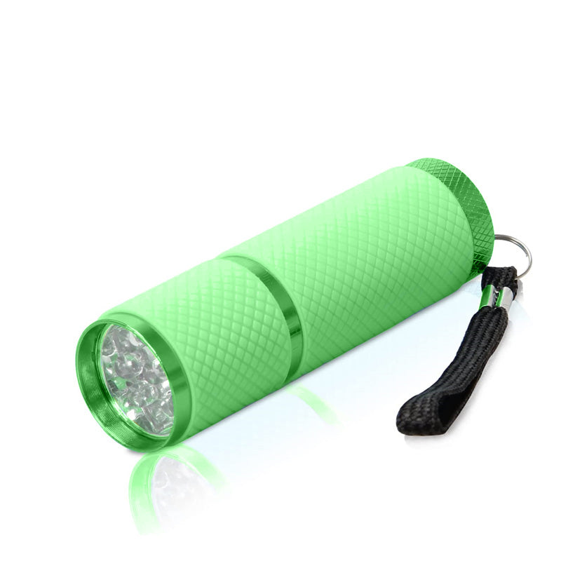 9 LED Glow in Dark Small Flashlights with Nylon lanyard for Camping-Green