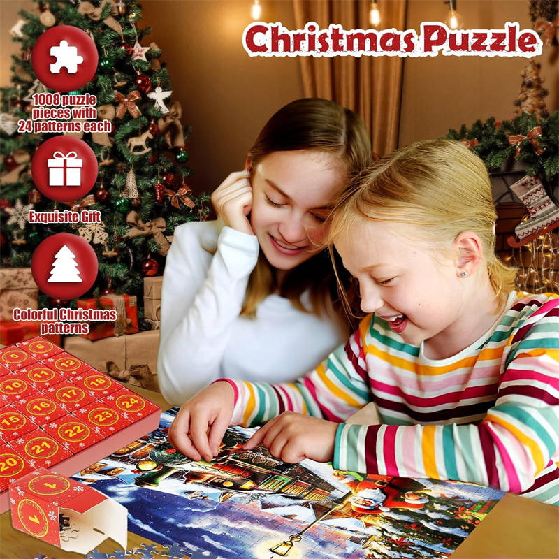 Advent Calendar 2023 Christmas Jigsaw Puzzles Countdown Calendars in 24 Boxes-E