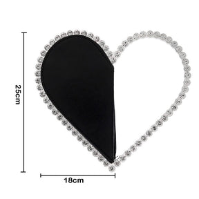 Womens Evening HandBag Heart Shape Rhinestone Clutch Purse-Black