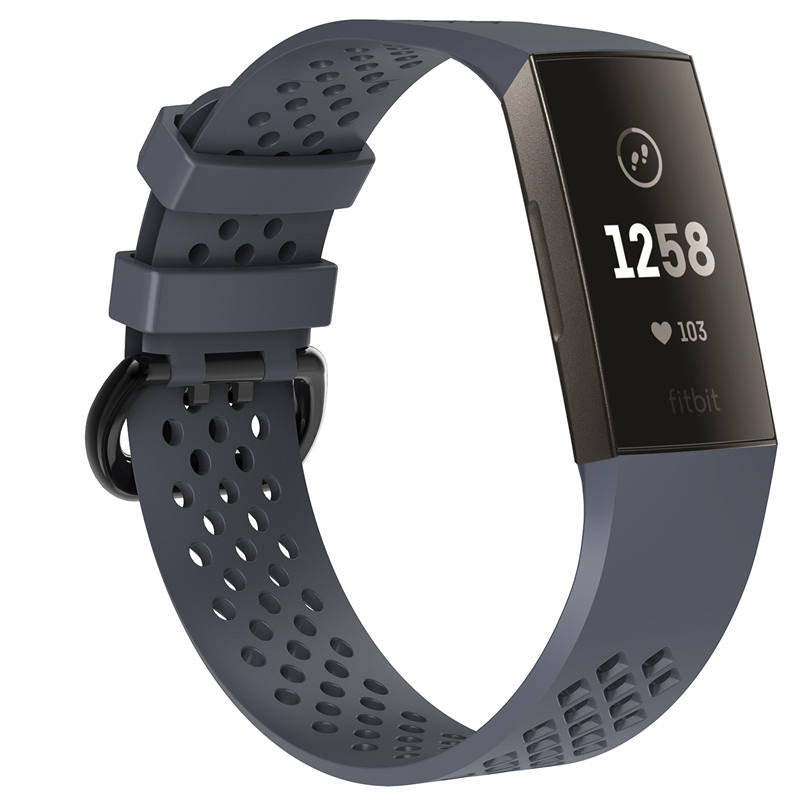 Watch Band for Fitbit Charge 3 Waterproof Band with Breathable Holes for Women Men-Rock Cyan