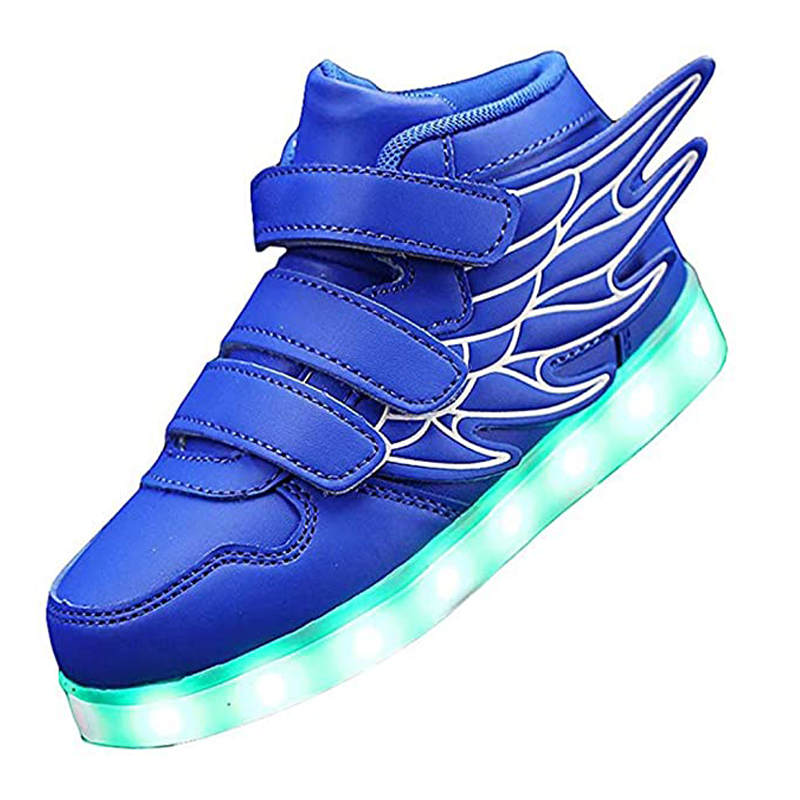 LED Light Sneakers USB Rechargeable Flashing Shoes for Boys Girls-Blue