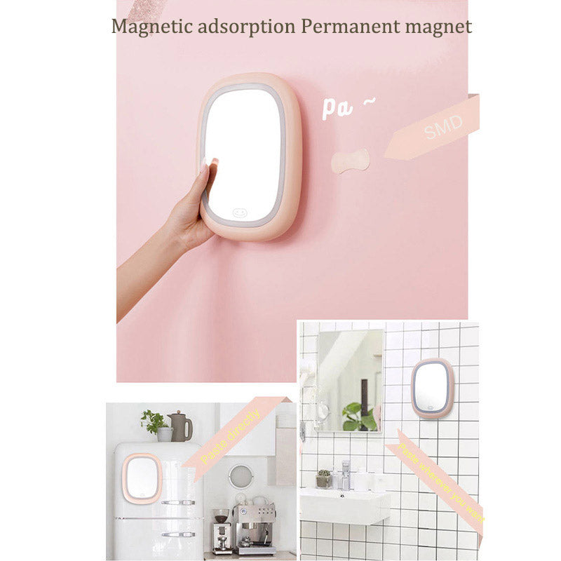 Makeup Mirror with Light Vanity Mirror Sided Cosmetic Mirror with Touch Powered-Pink