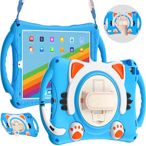 CatA iPad Silicone Case For iPad 10.2 Air10.5 Pro10.5 Built-in Handle Stand With a Strap-Light Blue