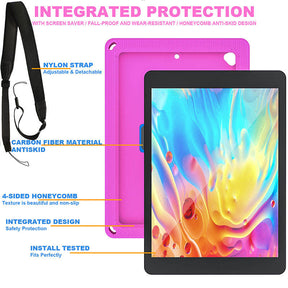 iPad Case With Handle Stand Shoulder Strap for iPad7/iPad8/iPad9 10.2/iPad10.5-RoseBlue