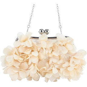 Clutch Evening Bags Floral Appliques Crossbody Bag For Women-Champagne