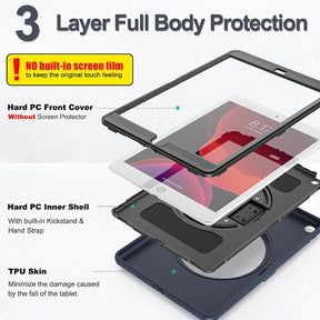 B-Spider Man iPad Case 3-Layer Multi-Function Case Hand Strap Tablet Shell For 8th/7th Gen iPad 10.2 2019/2020-Dark Blue