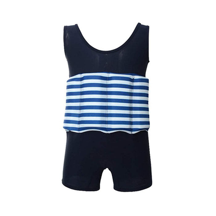 Kids Removable Floatation Swimsuit Baby Float Suit Swim Vest One Piece Swimwear-Blue And White Strips