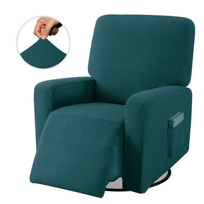 Recliner Stretch Sofa Slipcover Sofa Cover 4-Pieces Furniture Protector Couch Soft-Peacock blue
