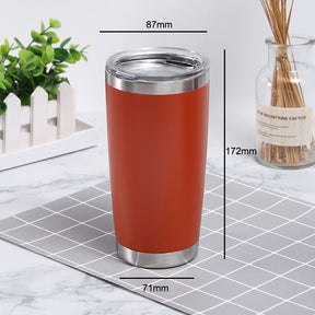 20oz Stainless Steel Insulated Coffee Tumbler with Lid for Hot Cold Drinks-Orange Red