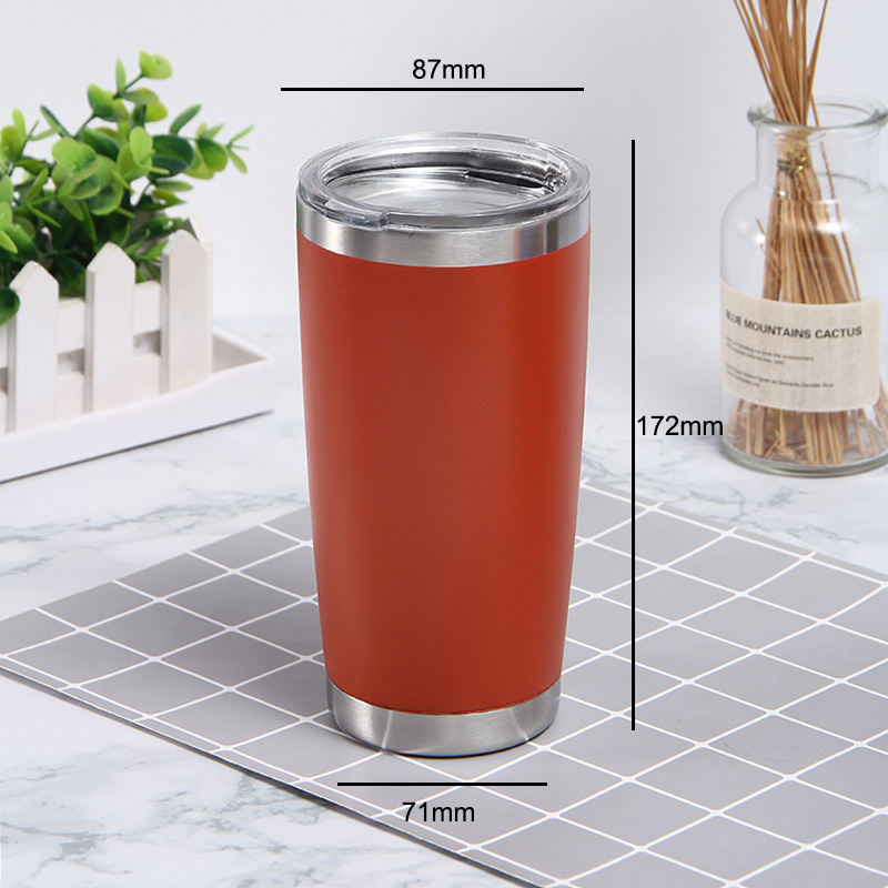 20oz Stainless Steel Insulated Coffee Tumbler with Lid for Hot Cold Drinks-Orange Red