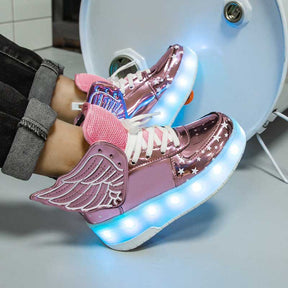 Kids LED Light Up Shoes High top Dancing Sneakers for Boys Girls-Pink