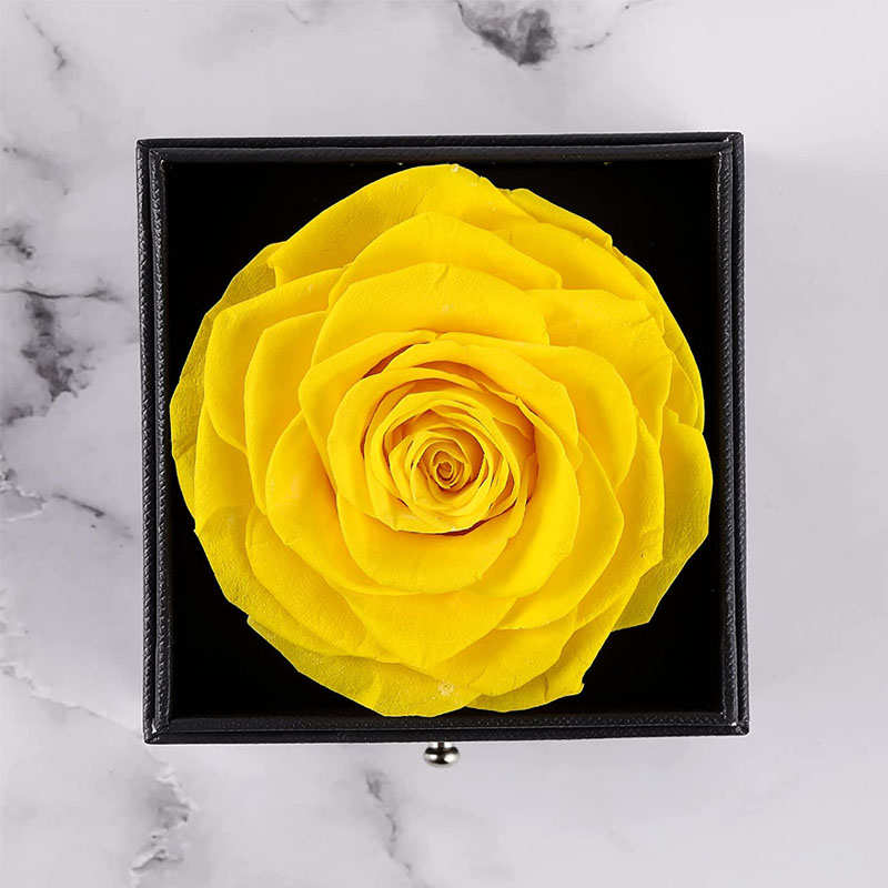 Preserved Flower Rose Gift Box for Valentines Day Anniversary Wedding-Yellow